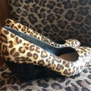 Cole Haan Leopard Calf Hair Wedge Shoes - Size 8.5